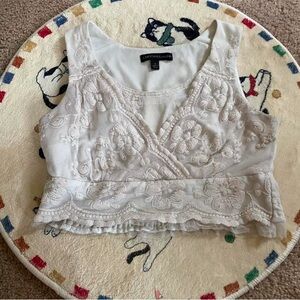 dainty coquette floral & lace crop tank top